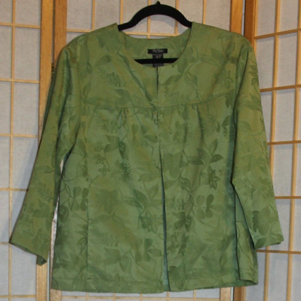 Bob Mackie Studio Sz 12 Olive Floral Jacquard Jacket